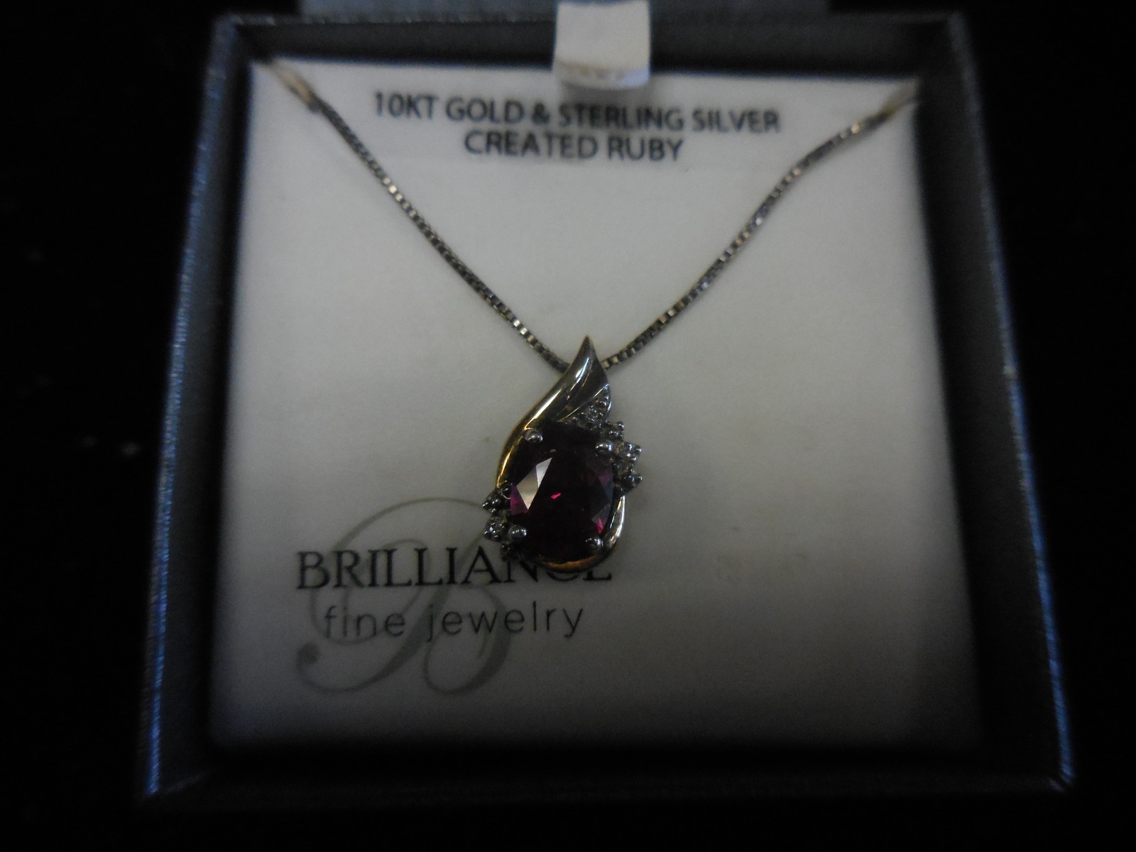 Brilliance Fine Jewelry 10kt Gold & Sterling Silver Neckalce -Created Ruby