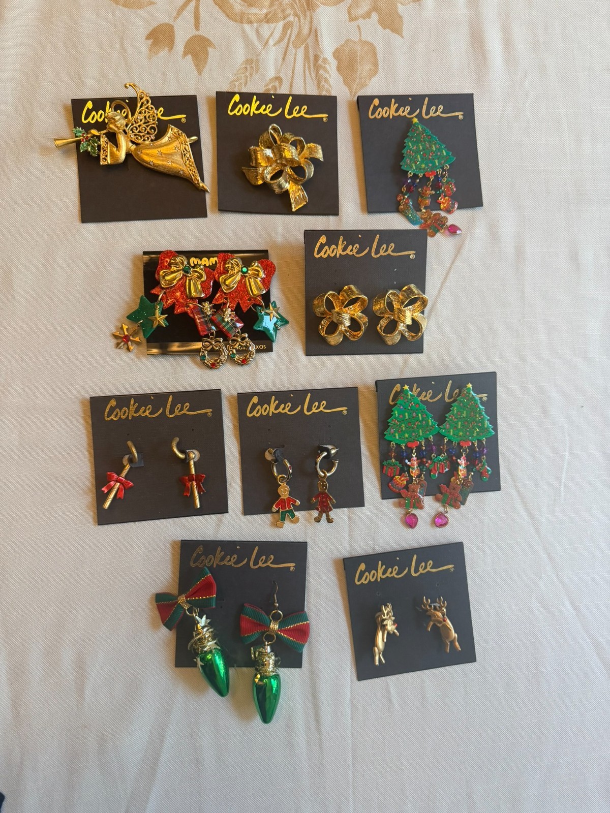 Vintage Cookie Lee Jewelry Christmas Collection Earrings and Pins
