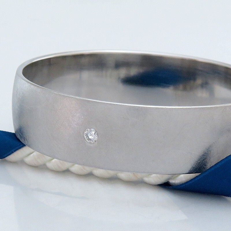 modern bracelet – wide tire – without hinge – 1 brilliant approx. 0.26ct stainless steel