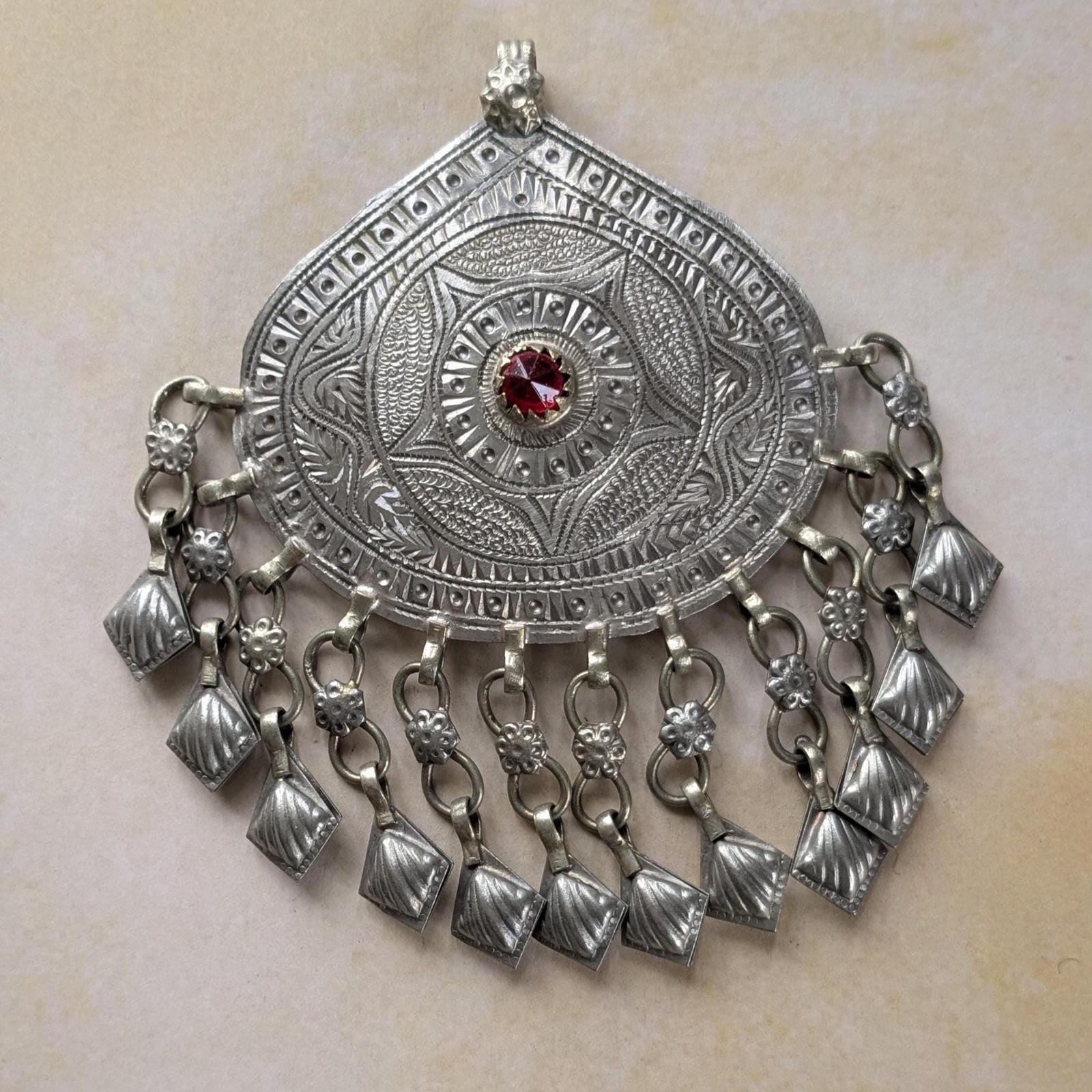 Tribal Pendant from Kashmir Jingling Dangles Big Focal (20261)