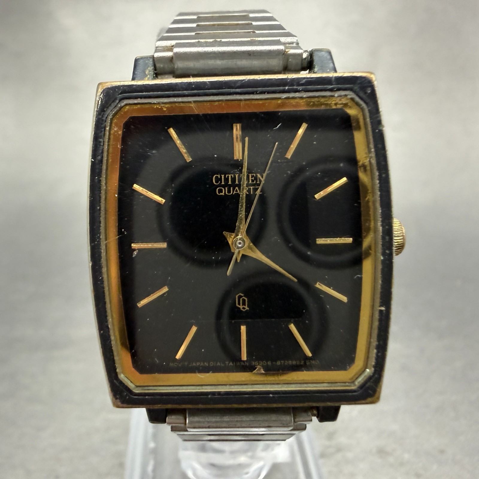 Citizen CQ Tank Watch Men 26mm Black Dial Black & Gold Tone 3630-891309 PARTS