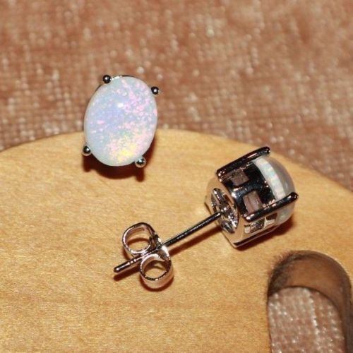 fire opal stud earrings gems silver jewelry petite circle round oval cocktail