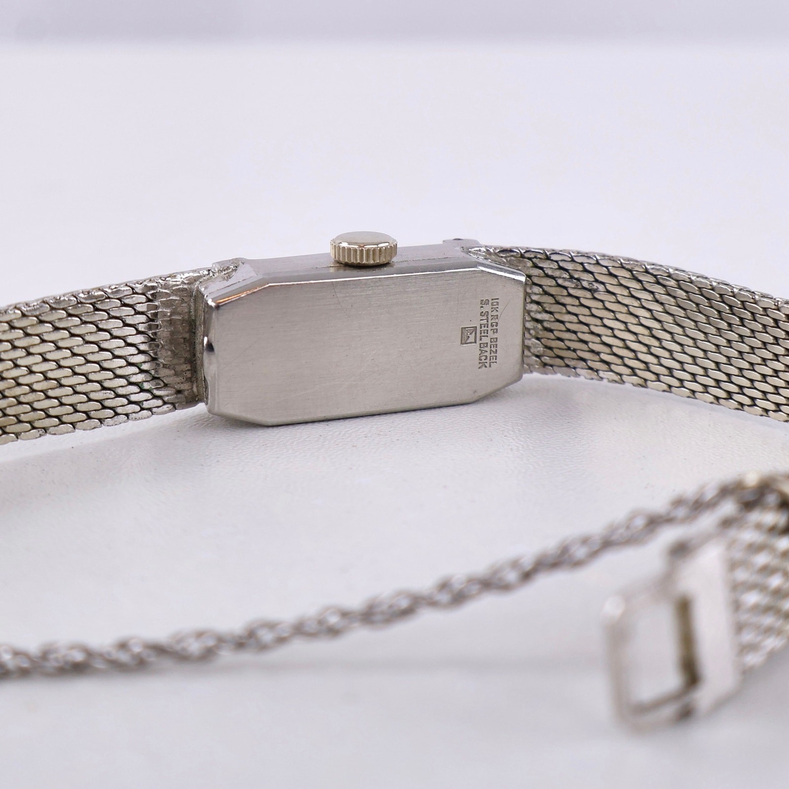 Vintage 60s Helzberg VIP 17 Jewel Swiss Watch Diamond Bezel Mesh Duchess
