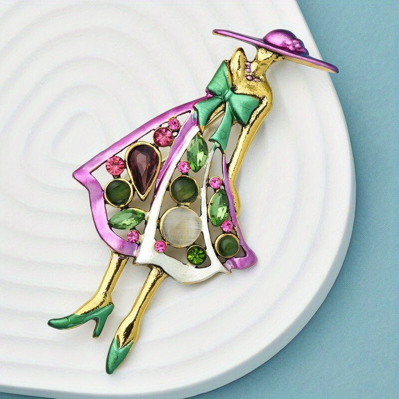 Elegant Rhinestone Enamel Lady Brooch Pin, Ideal for Daily Wear Accessory