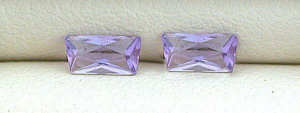 Two 4.5mm x 2.5mm Custom Cut Tapered Rectangle Baguette Amethyst Gemstone ES4531
