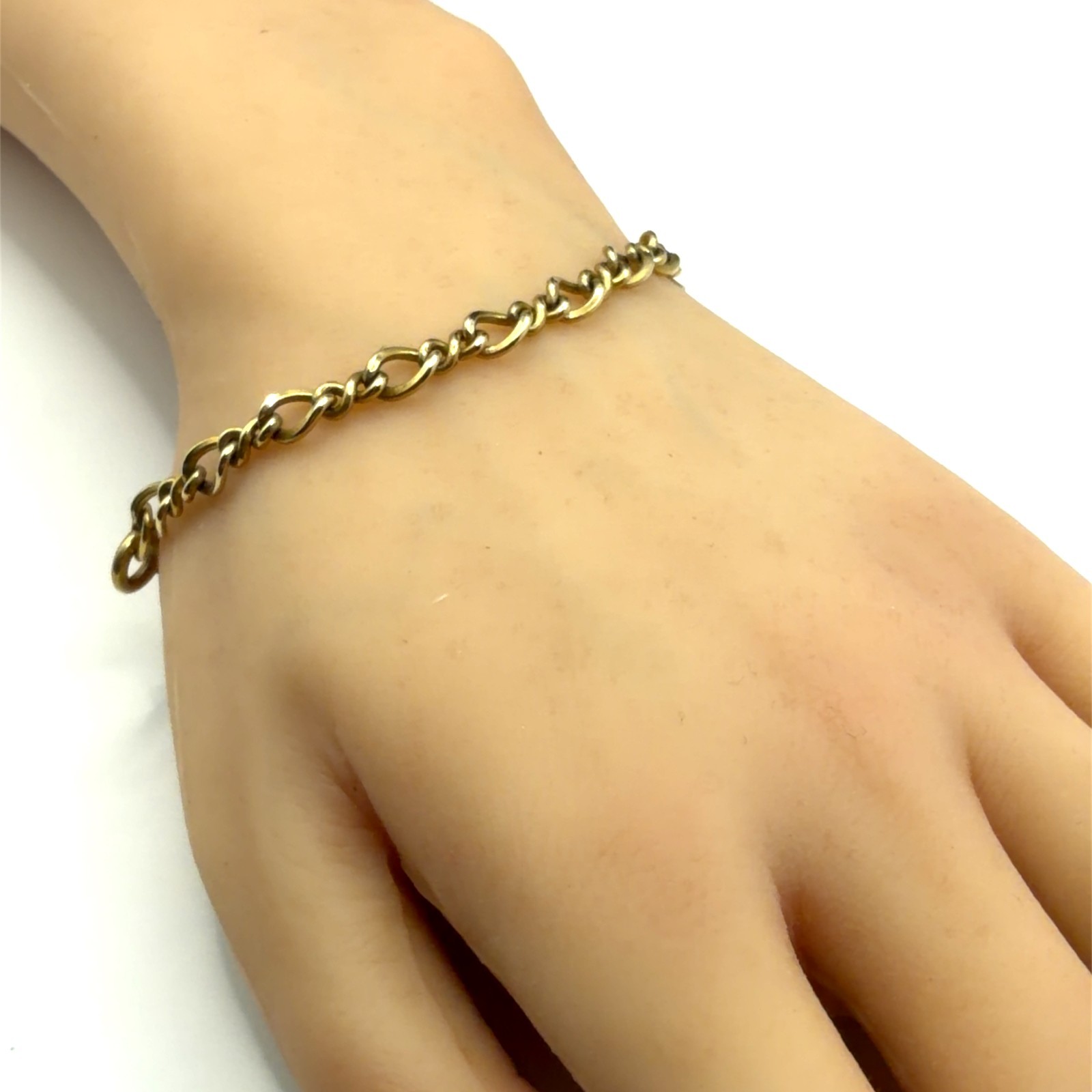 12K Gold Filled 7 Inch Double Link Curb Chain Charm Bracelet 5.8 Grams