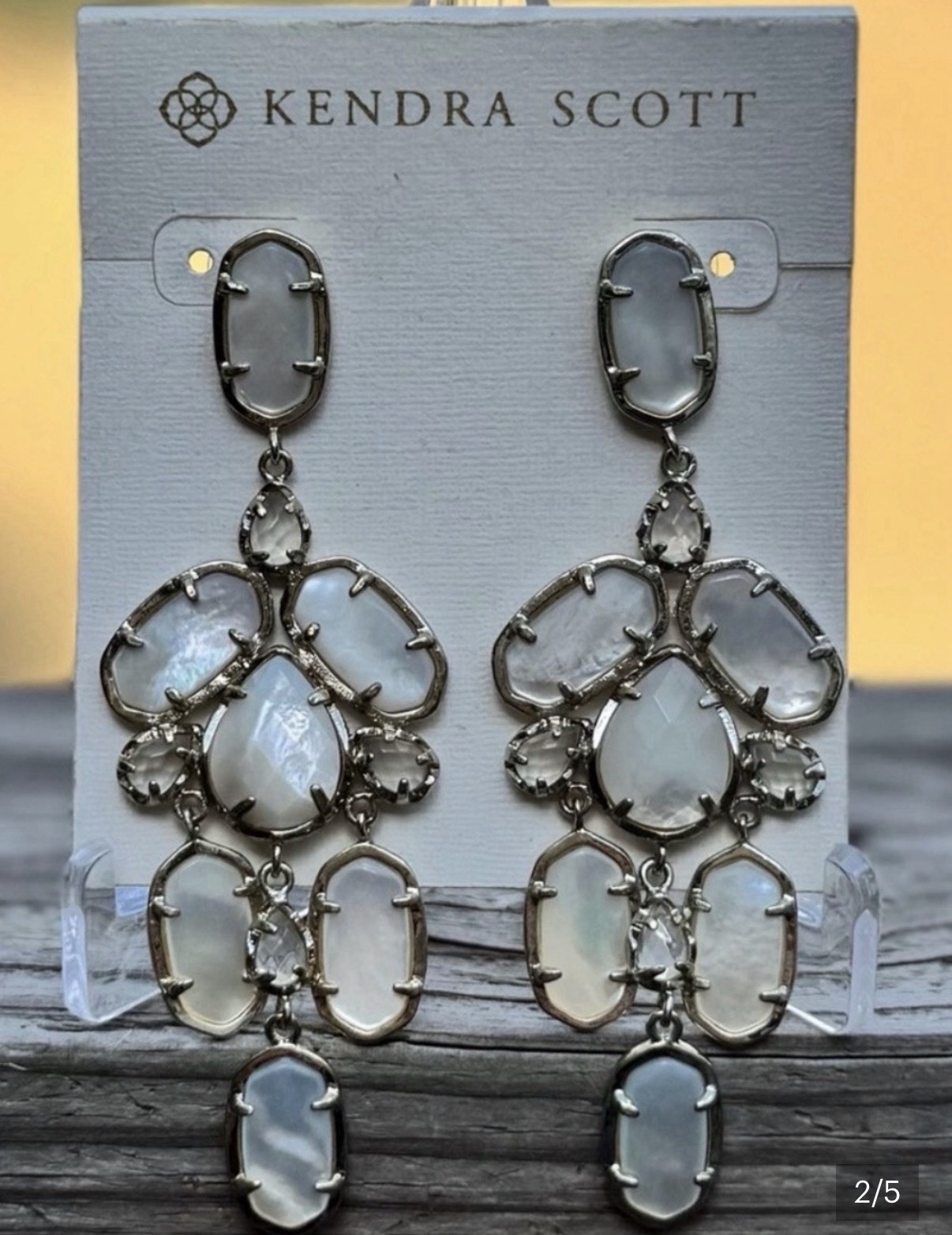 Kendra Scott Kyra Mother of Pearl & Crystal Chandelier Dangle Earrings
