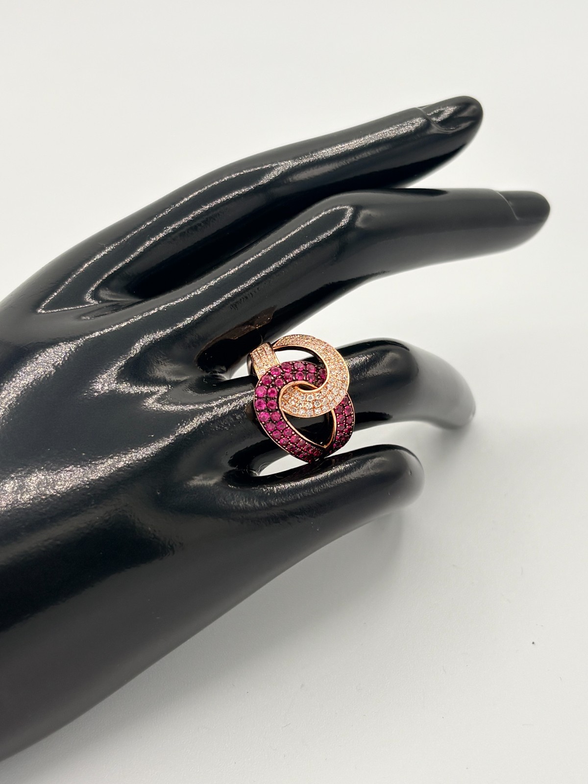 14k Rose Gold EFFY Natural Ruby & Diamond Ladies Amore Band Ring 5.6g Size 7.5