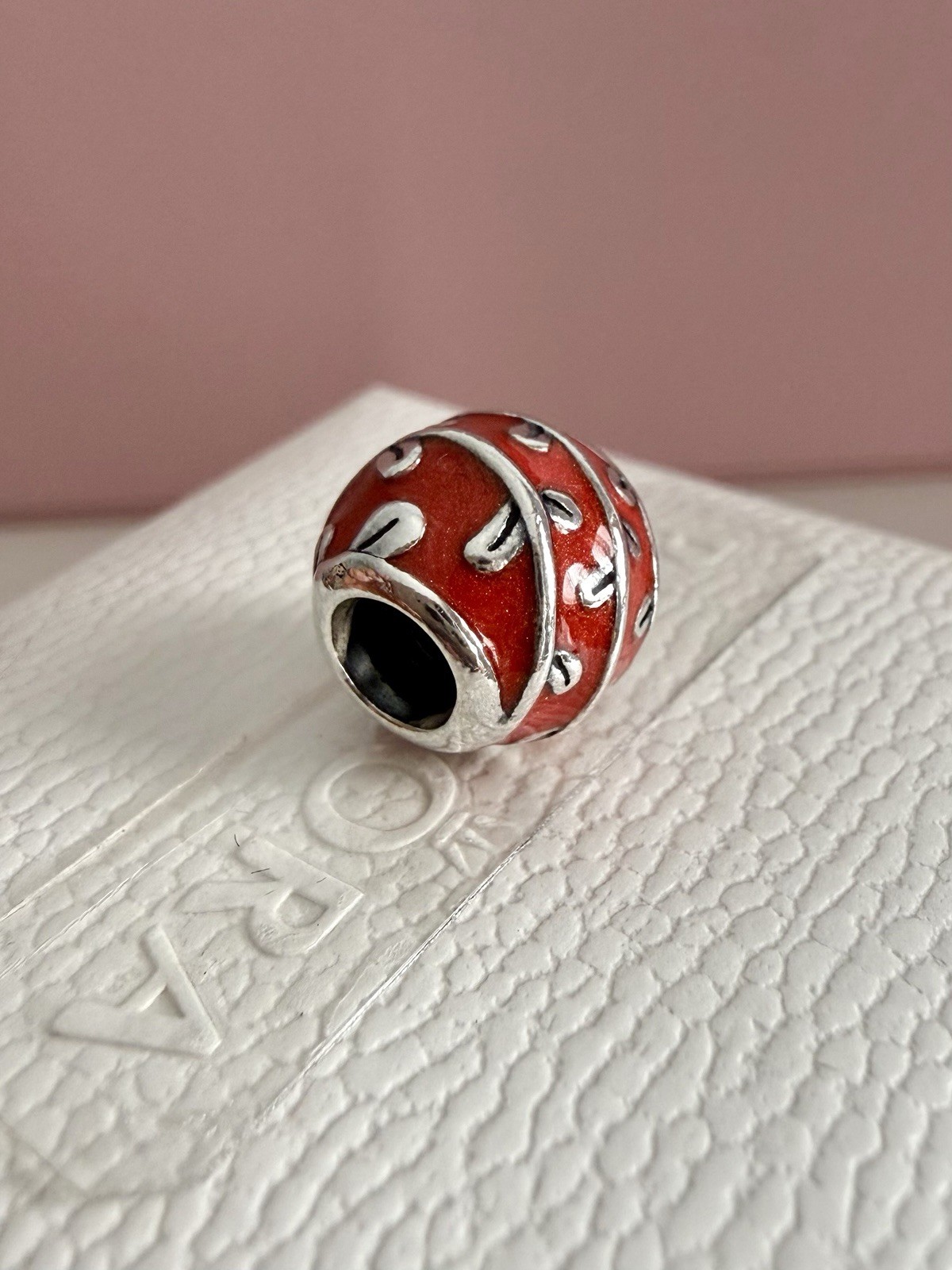 PANDORA STERLING SILVER RED VINES ENAMEL CHARM #790525EN17 AUTHENTIC RETIRED