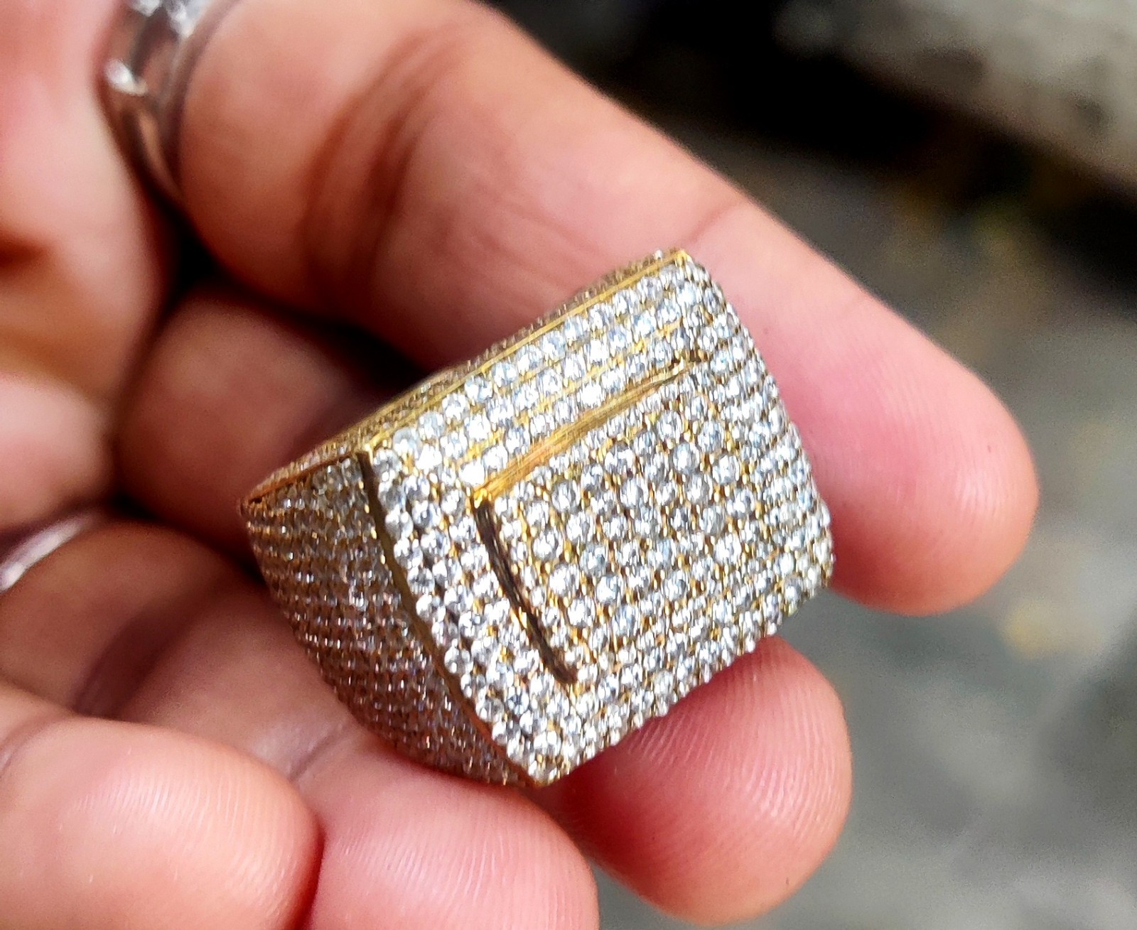 2.50Ct Lab-Created Diamond Cluster Men’s Engagement Ring 14K Yellow Gold Plated