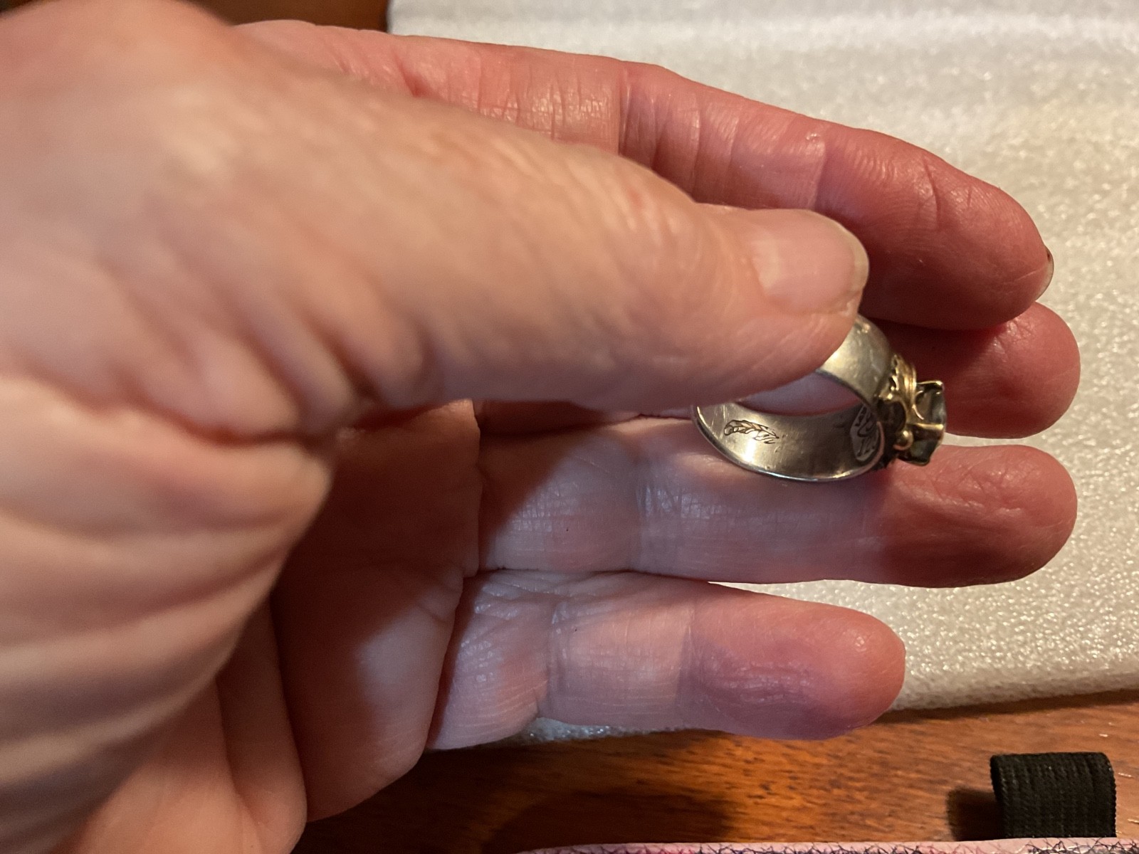ANTIQUE 14K Gold & Sterling Aquamarine ? Stone SZ 6.5 Ring 7.69 Grams