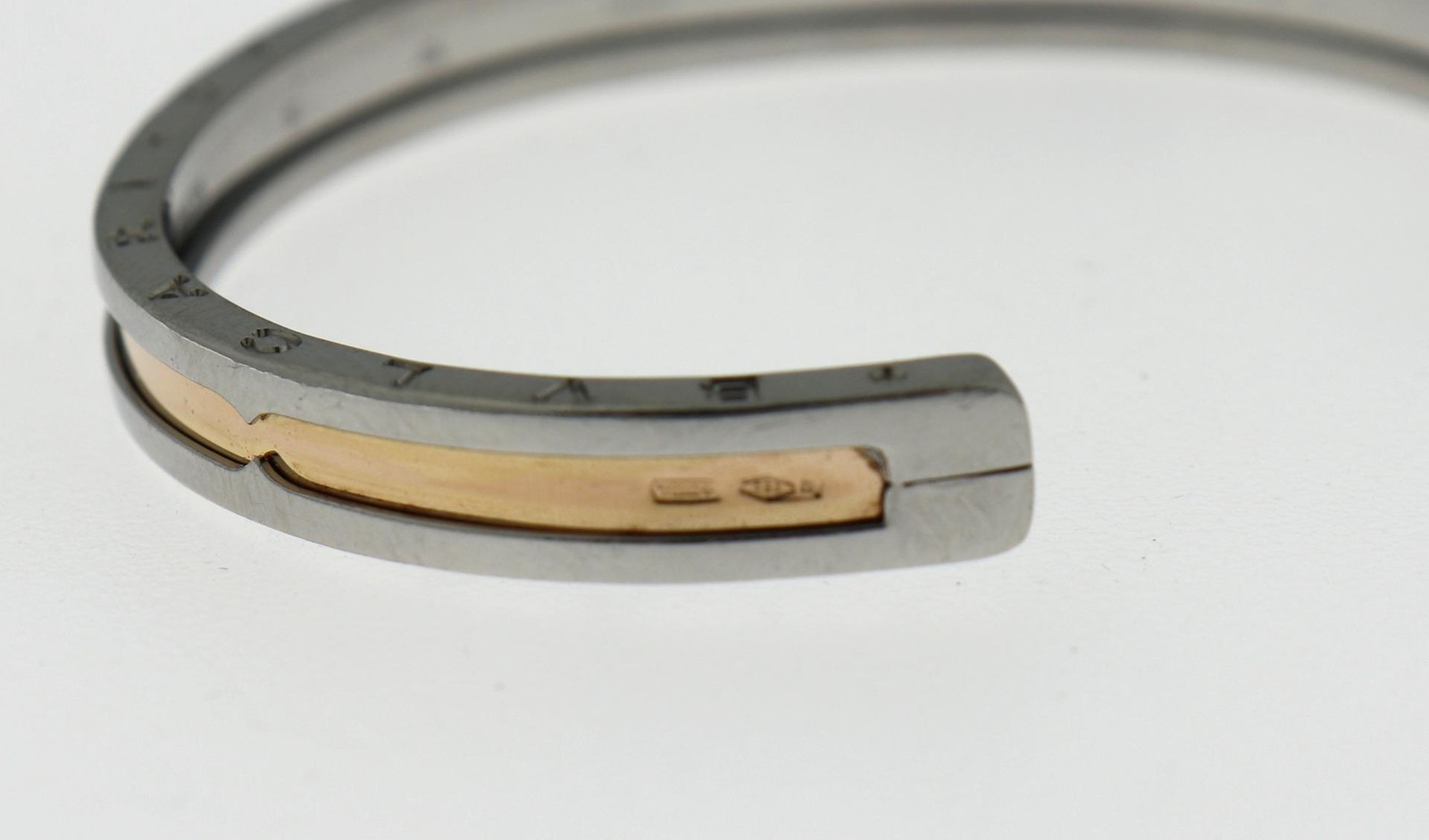 Bulgari Bvlgari B.Zero1 B Zero One Steel 18K Rose Gold Cuff Bracelet Sz S 15 $4K