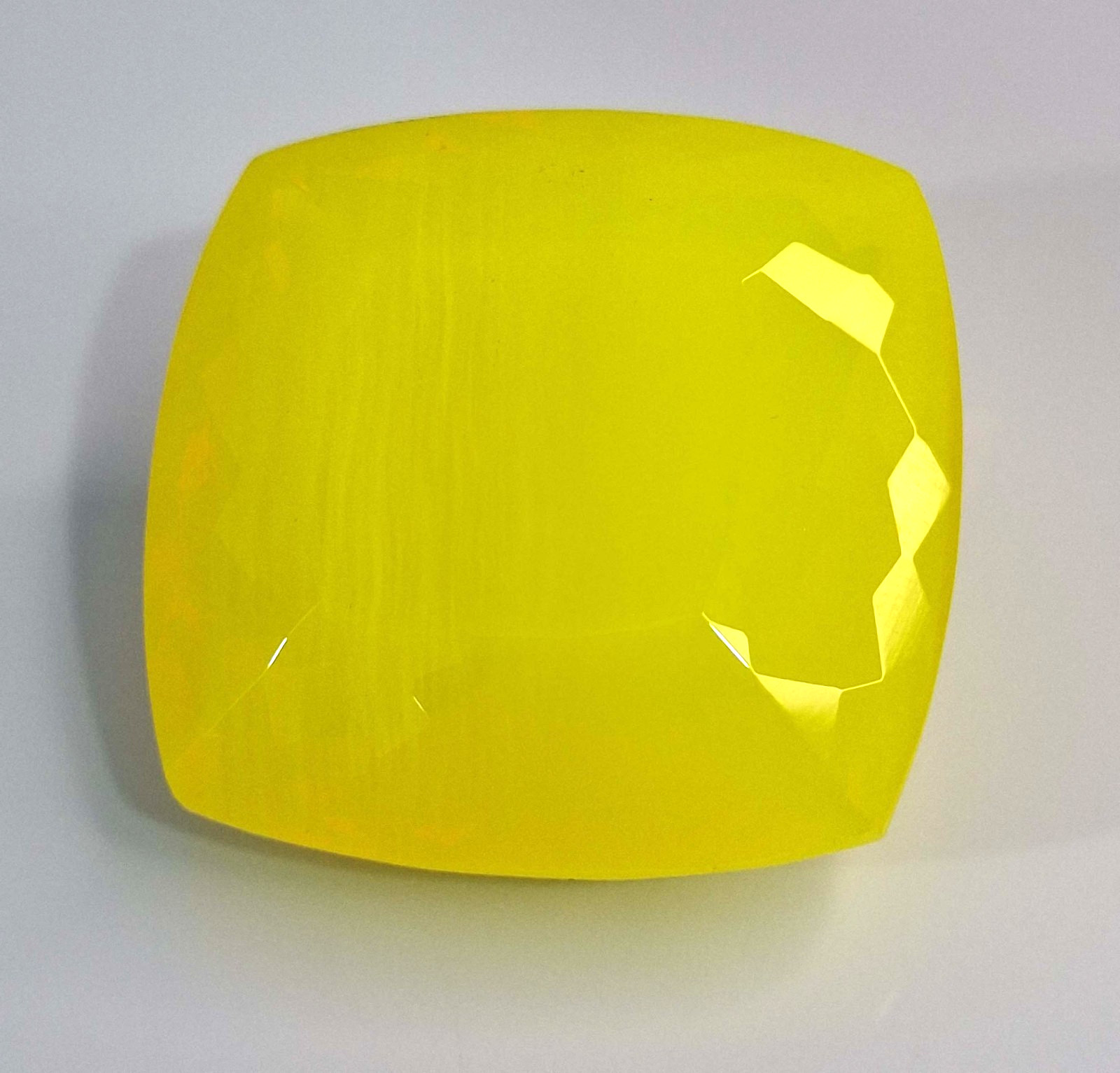Lab Created Neon Yellow Welo Opal Cushion Cut 126-128 Ct Loose Gemstone SP1164