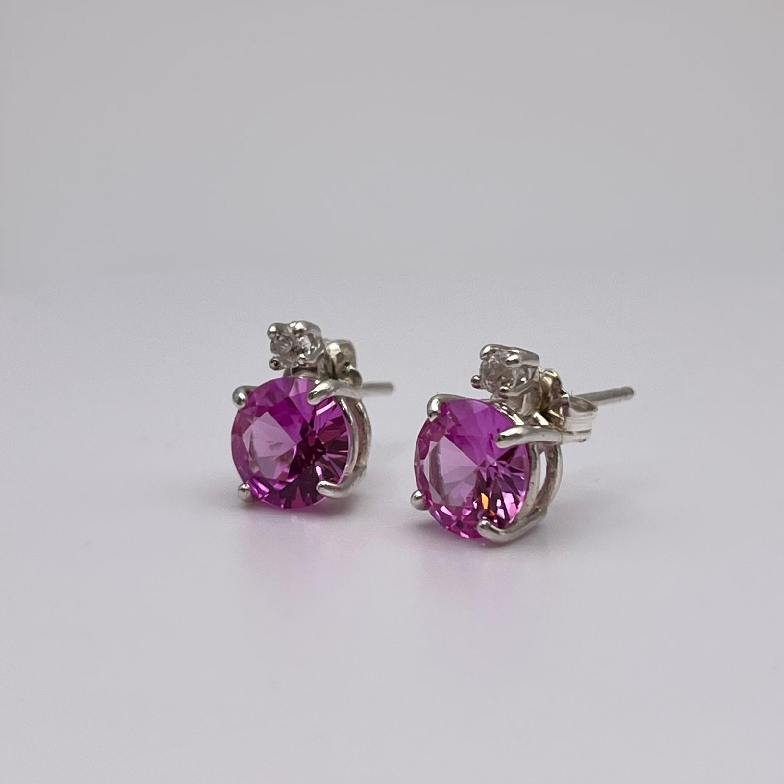 4ctw Brilliant Cut Pink Sapphire Earrings Stud Jewelry Gift September Birthstone