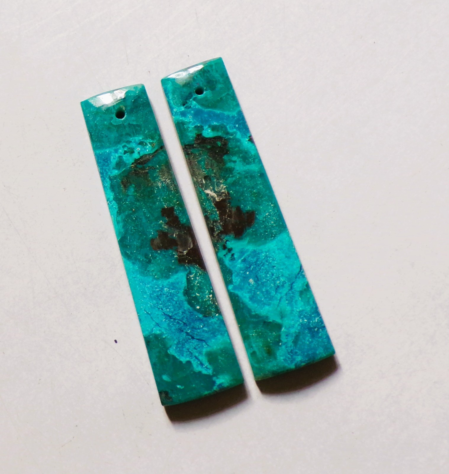 43.10 Cts Natural Shattuckite Drilled Cabochon Match Pair Gemstone 44X11MM S39