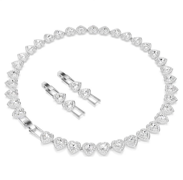 Swarovski Ariana Grande Tennis Necklace Mixed cuts, Heart Rhodium plated 5720857