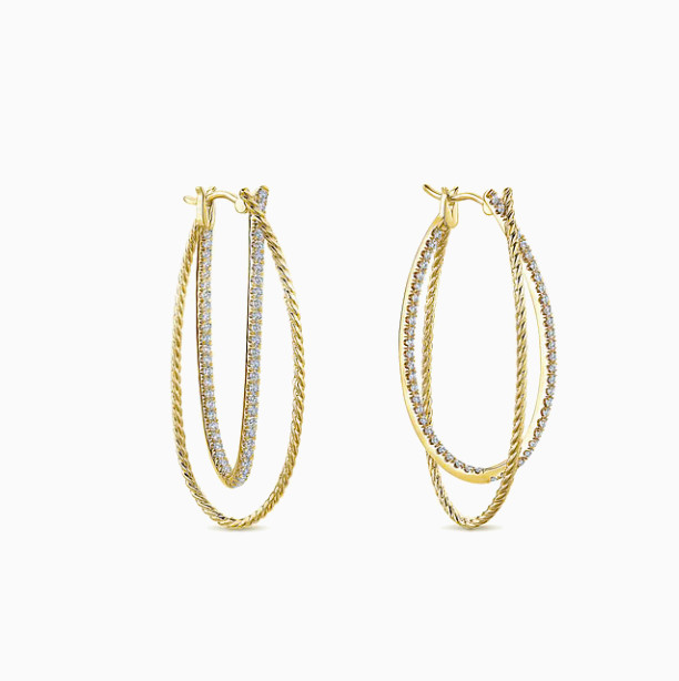 Gabriel & co twisted diamond hoop oval earrings