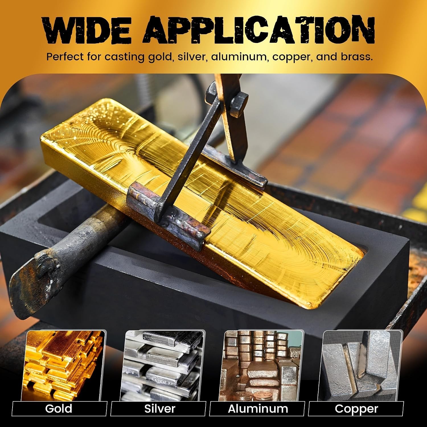 1-Piece High-Purity Graphite Mold, Heat Resistant up to 1800℃ for Metal Melting