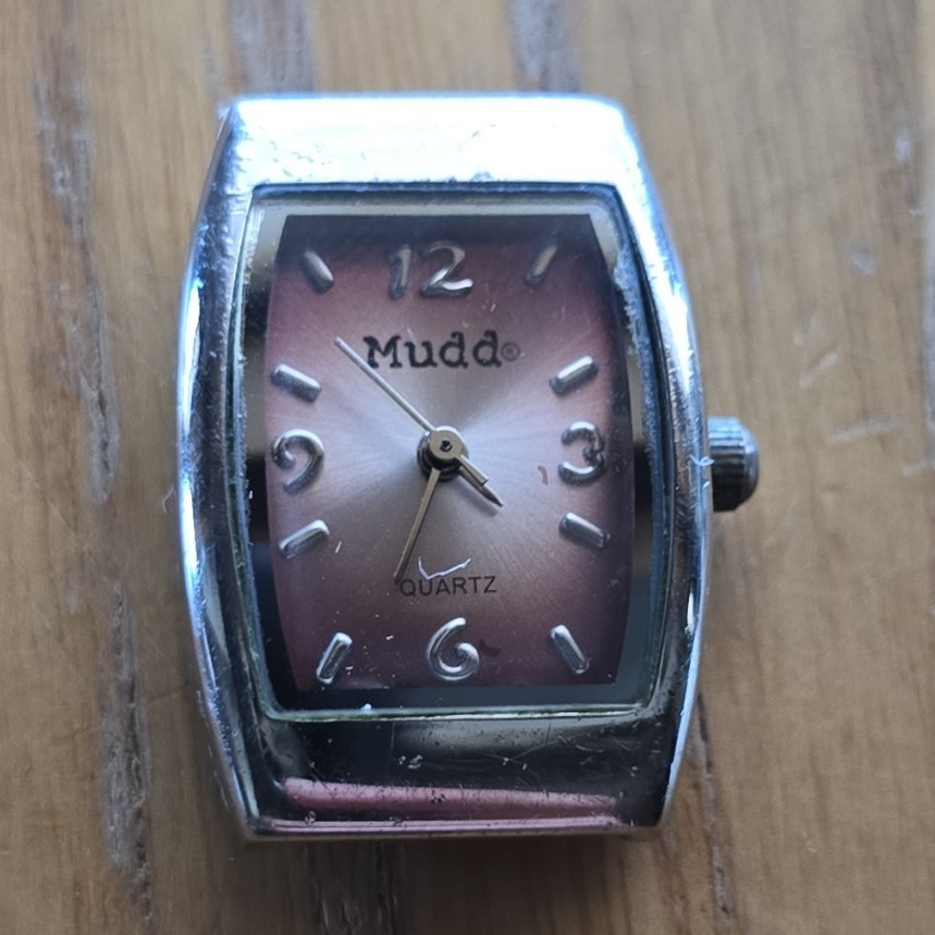 Mudd Women’s Quartz Analog Silver Tone Rectangle Watch Pink Dial