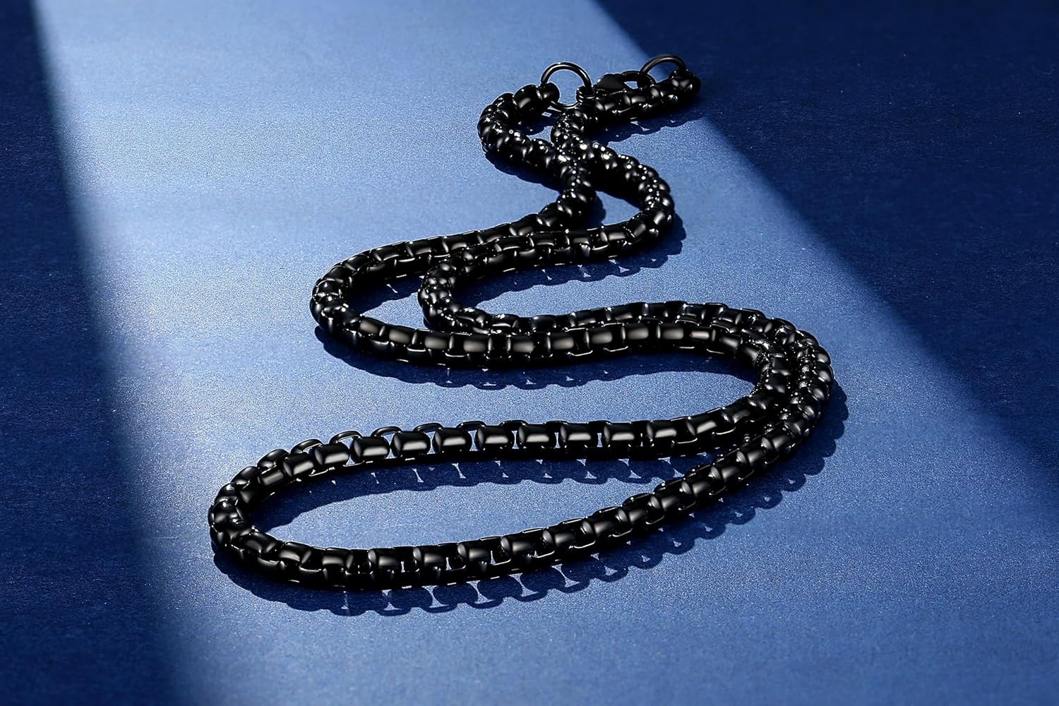 Mens Womens Stainless Steel Black Rolo Cable Chain Necklace, 18.0 Inches long