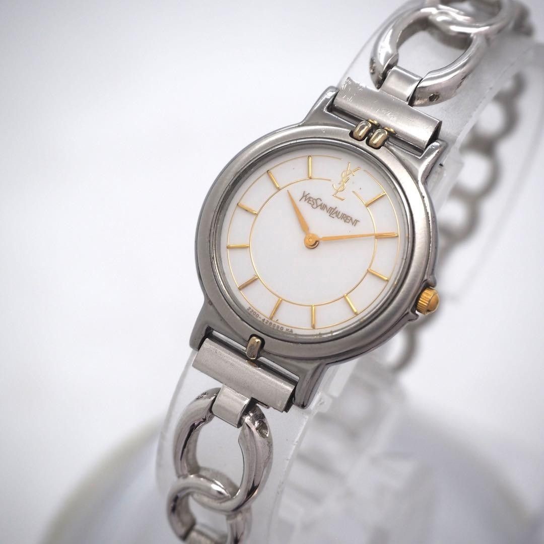268 working Yves Saint Laurent watch white women’s round simple