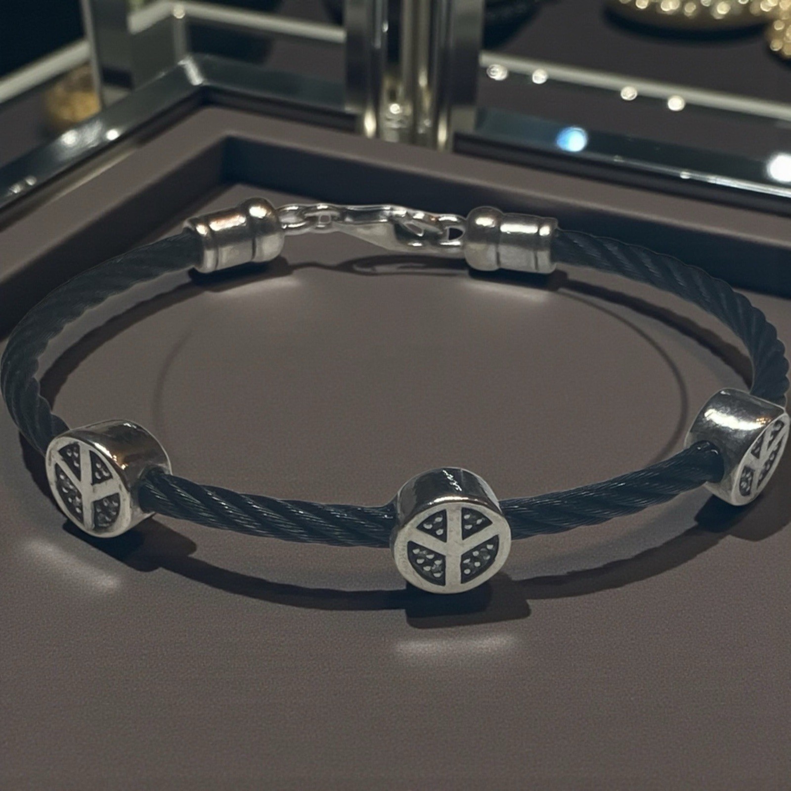 Silver Stainless Steel With Diamonds Bracelet