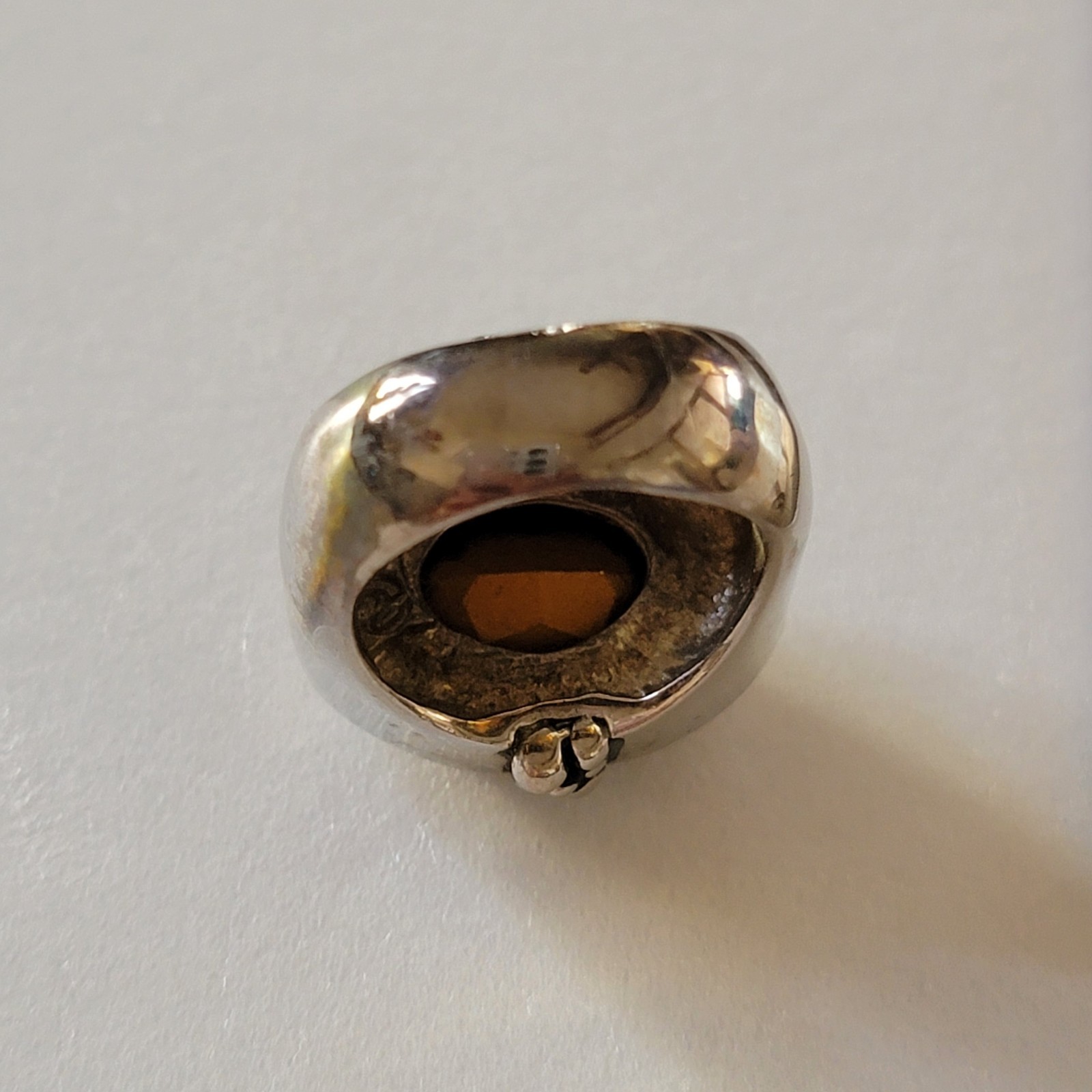 Cocktail Ring Faux Citrine Size 6.5 Silver Tone