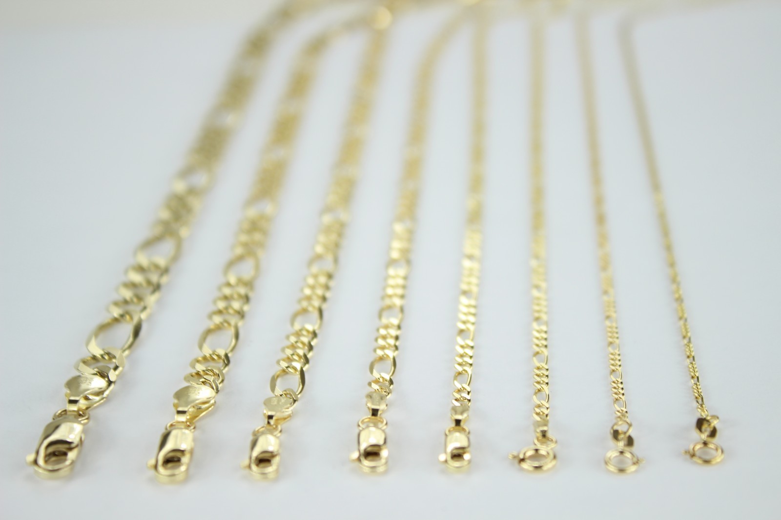 10K Solid Yellow Gold Figaro Chain Necklace Bracelet 2.5mm ~ 9mm / 16″ ~ 30″