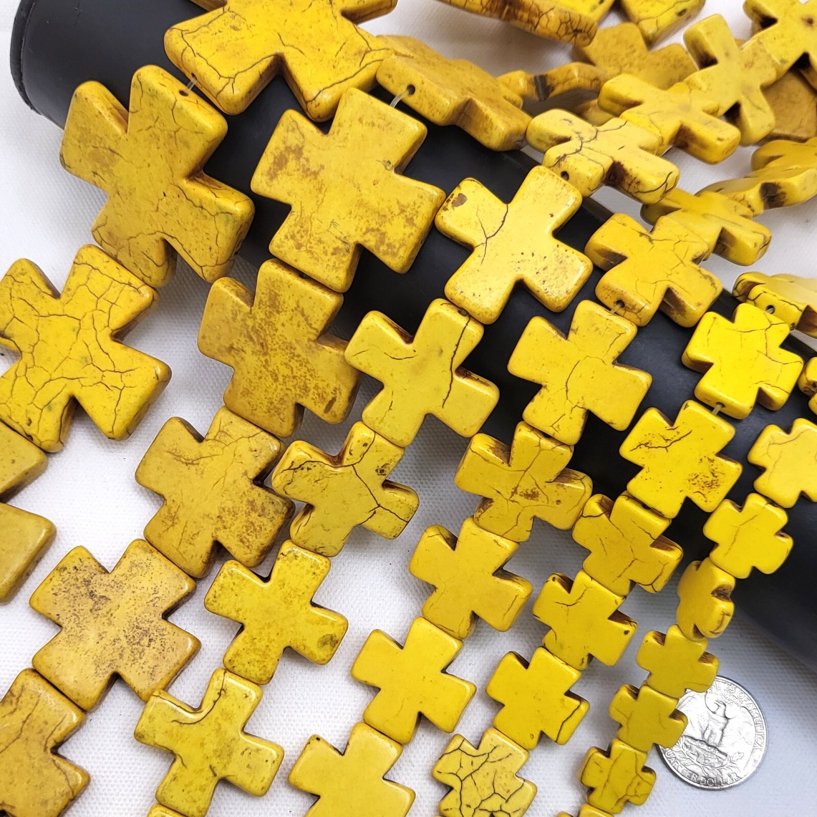 Yellow Cross Square Howlite Turquoise Spacer Loose Bead 15mm 20mm 30mm 15″ DIY