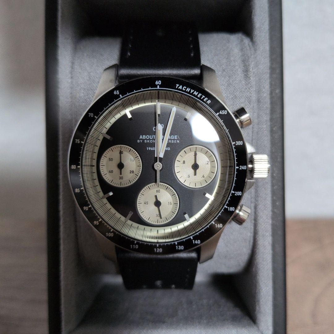 Vintage 1960s Racing Chronograph Black & Off White 40mm From Japan
