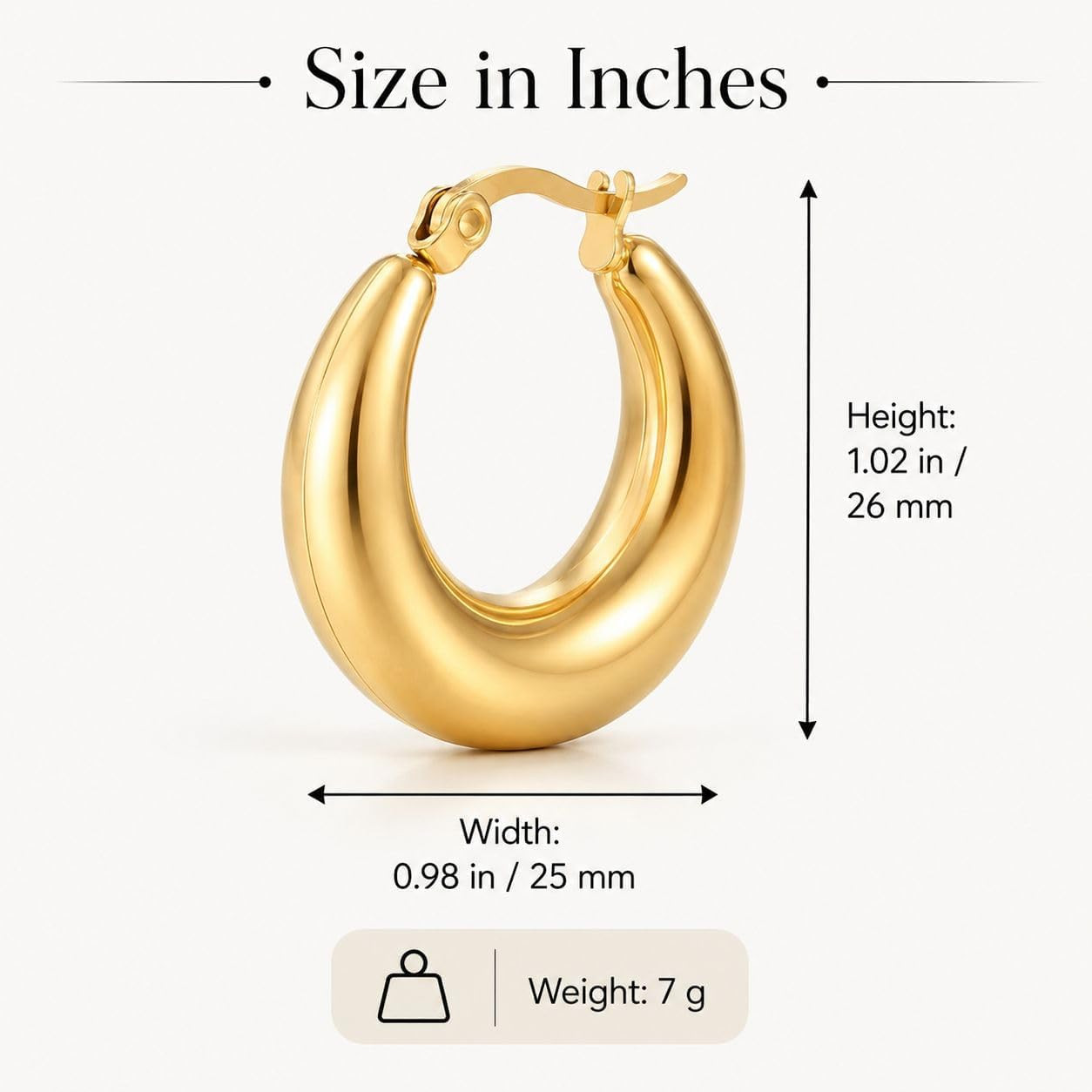 Gold Hoop Earrings for Women U Shaped 14K Gold Plated Stainless Steel Hoops Ligh