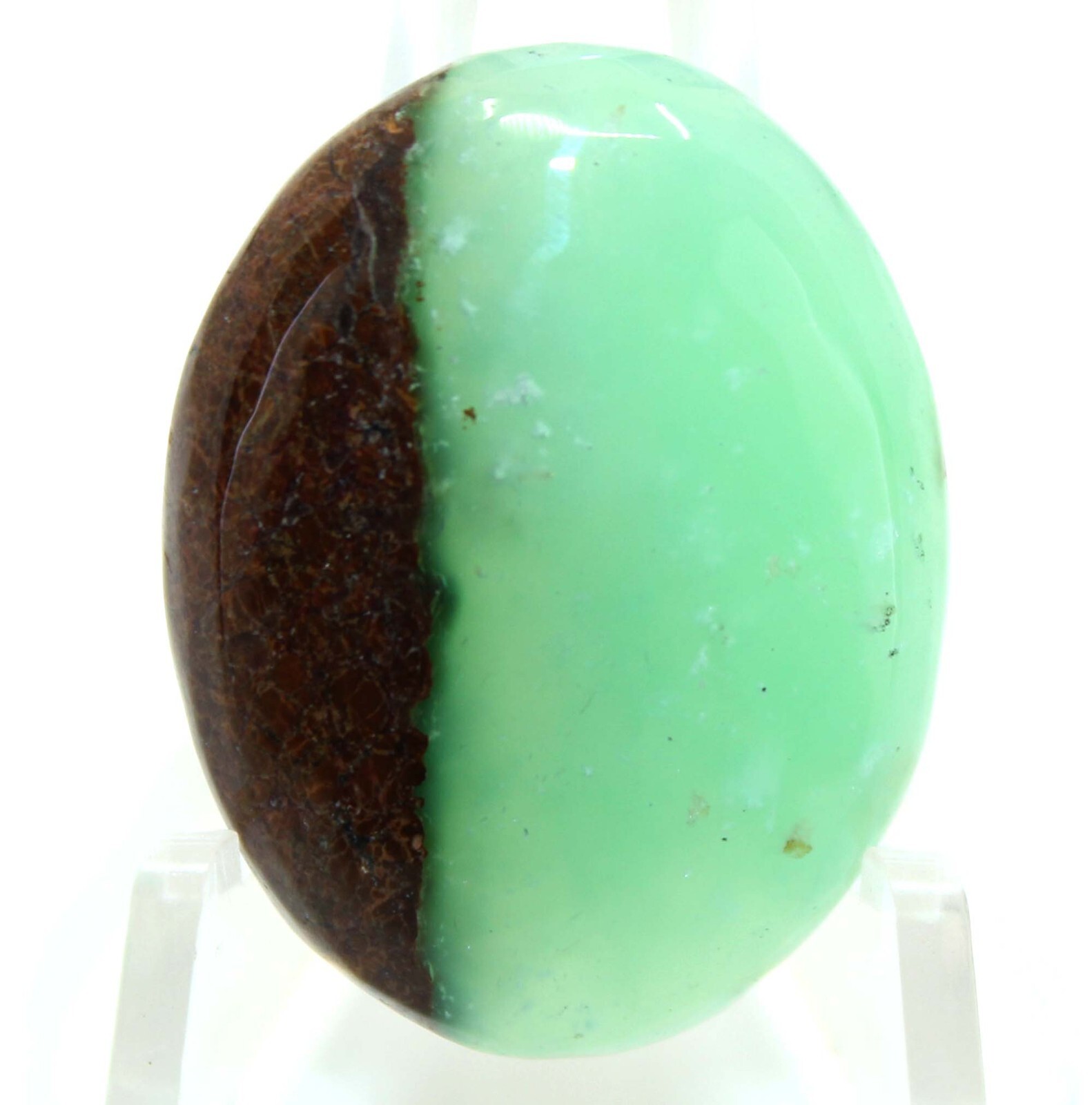 33.00 Cts Green Bio Chrysoprase Gemstone Oval Cabochon Loose Gemstone 29x21x6 mm