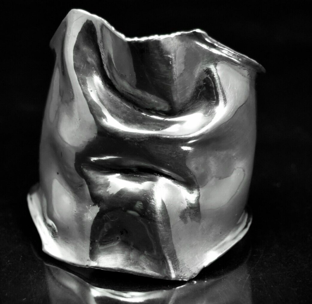 UNIQUE HAND MADE ART DECO HAMMERED STERLING SILVER BRACELET 100 GRAMS