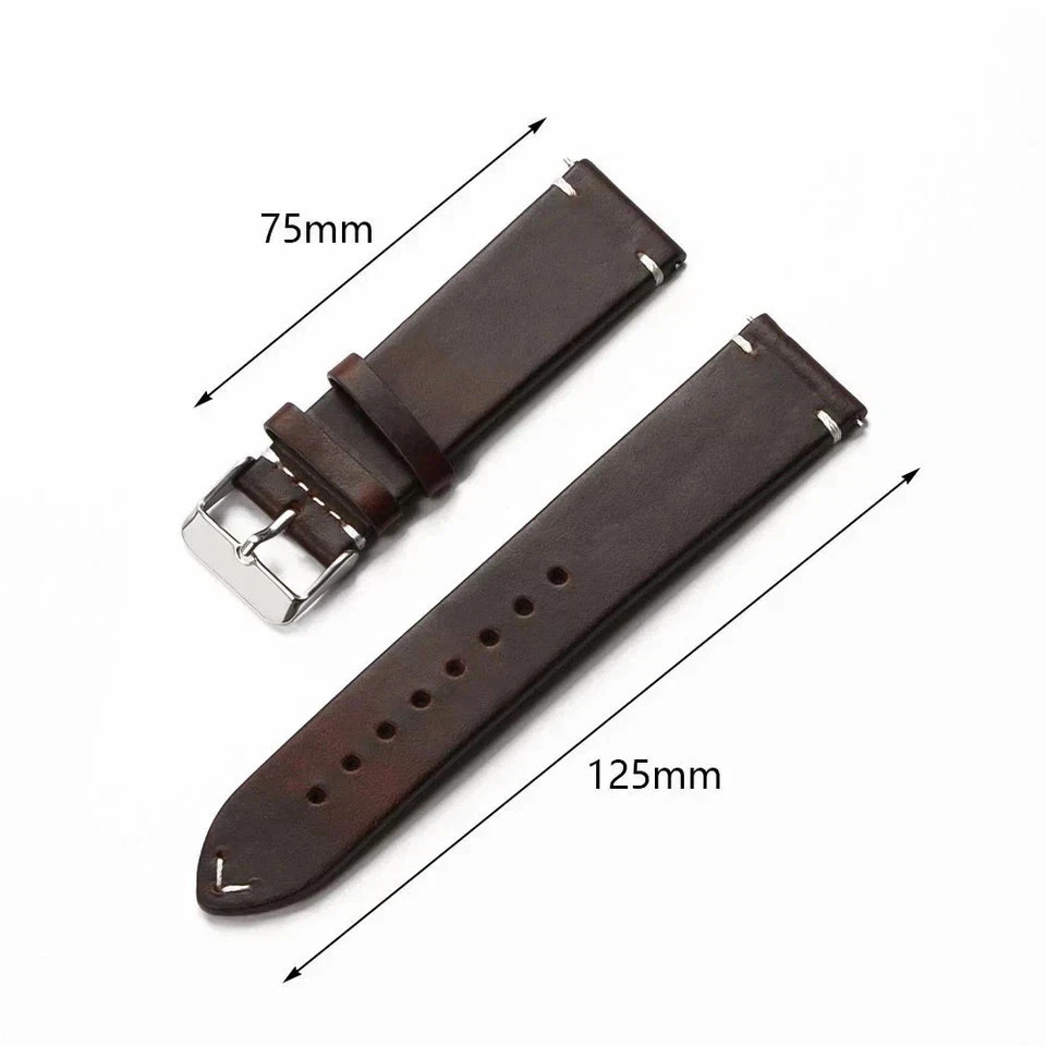Retro Oil Wax Genuine Leather Watch Band 18 19 20 21 22 24mm Thin Cowhide Strap