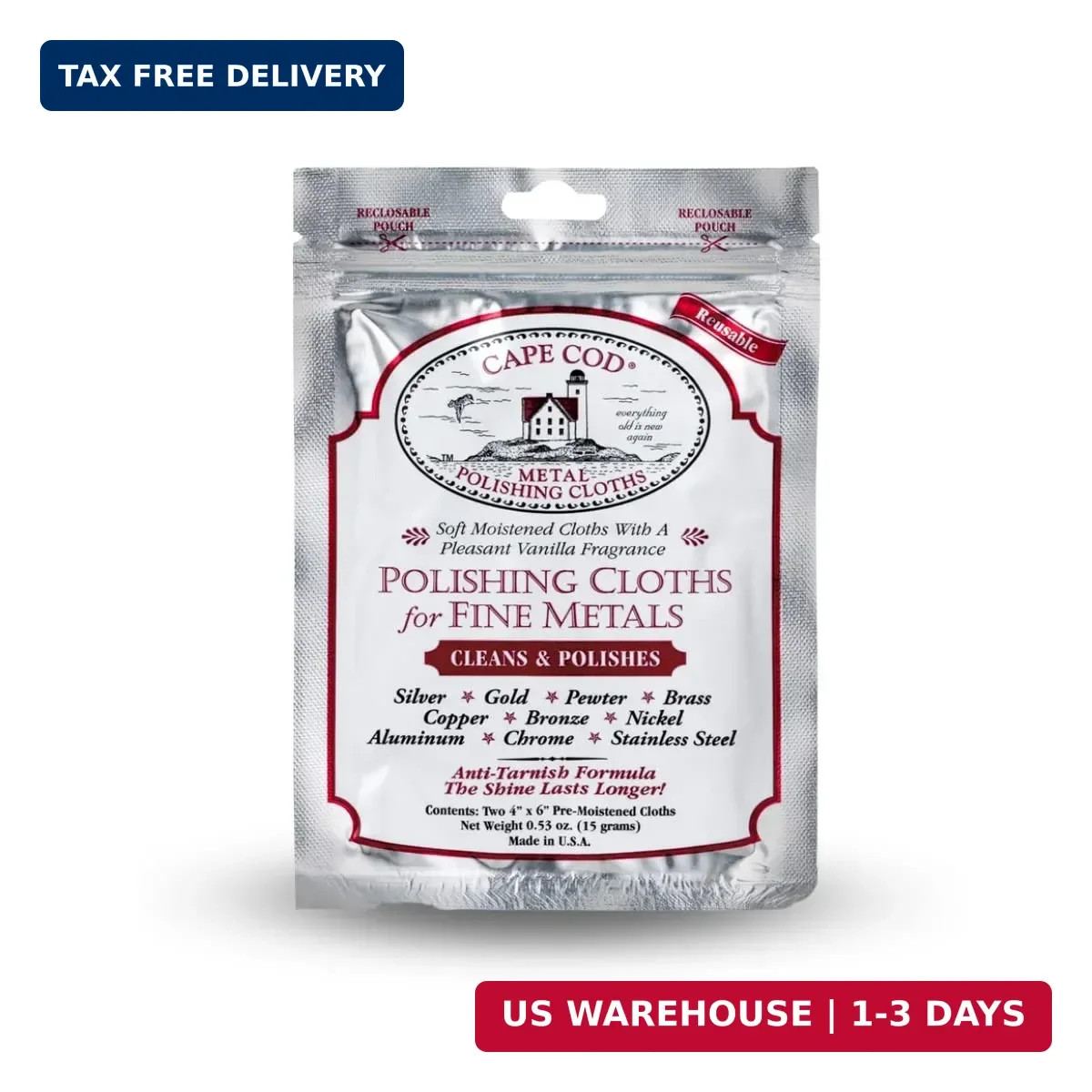 Cape Cod Polishing Cloths for Fine Metals | Jewelry Cleaner and Tarnish Remover