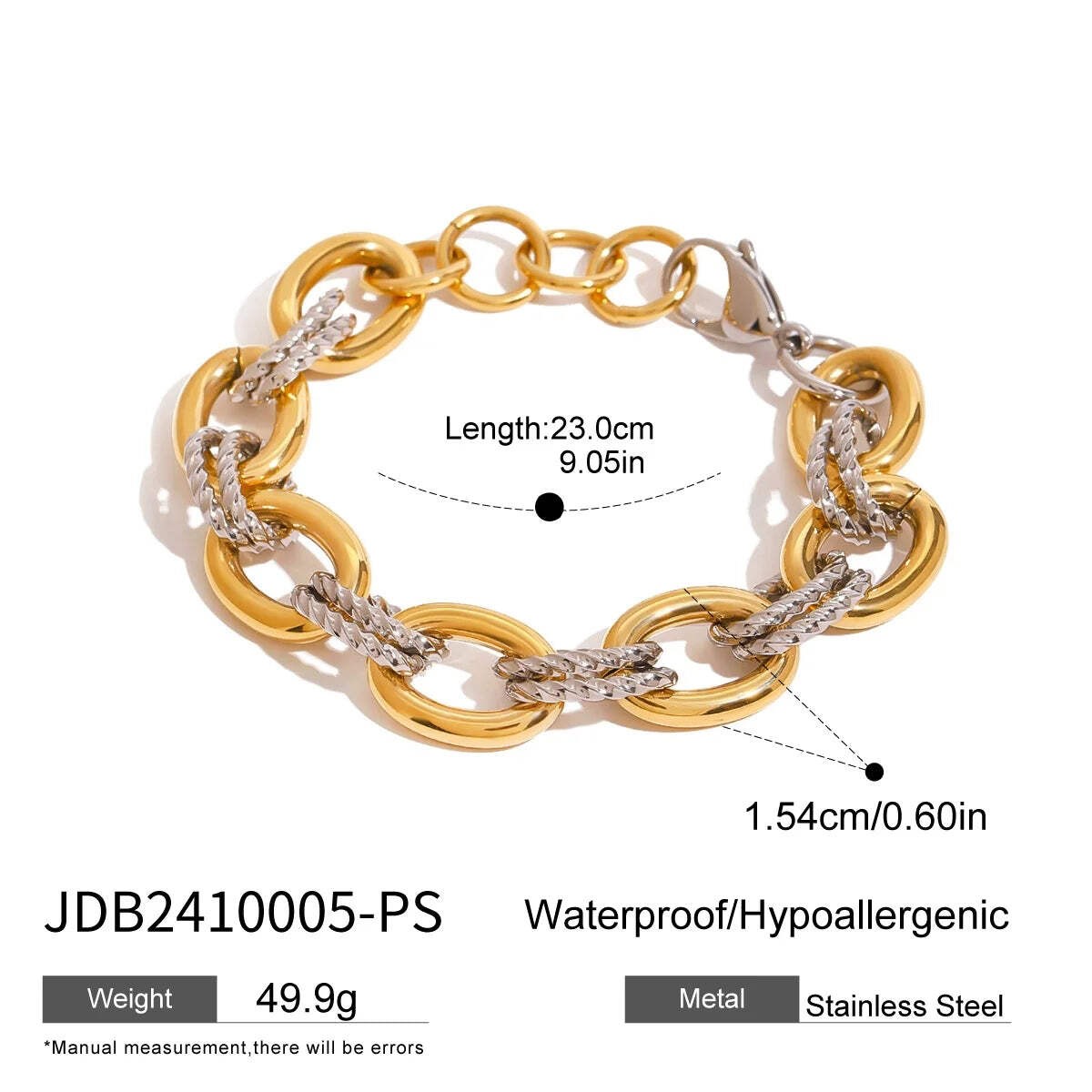 Women’s Two Color Design Necklace 18k Gold Color Plated Twisted Splicing Stackab
