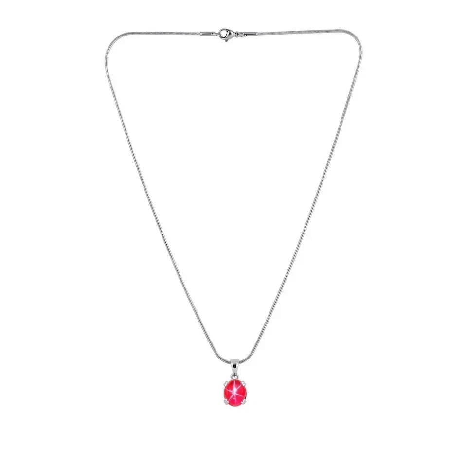 Certified 10 Ct Natural 6 Rays Red Star Ruby Pendant 925 Sterling Silver Jewelry