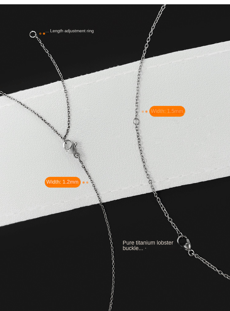 New Pure Titanium Necklace Wide 1.2mm Lightweight Anti Allergic Length 20 Inches