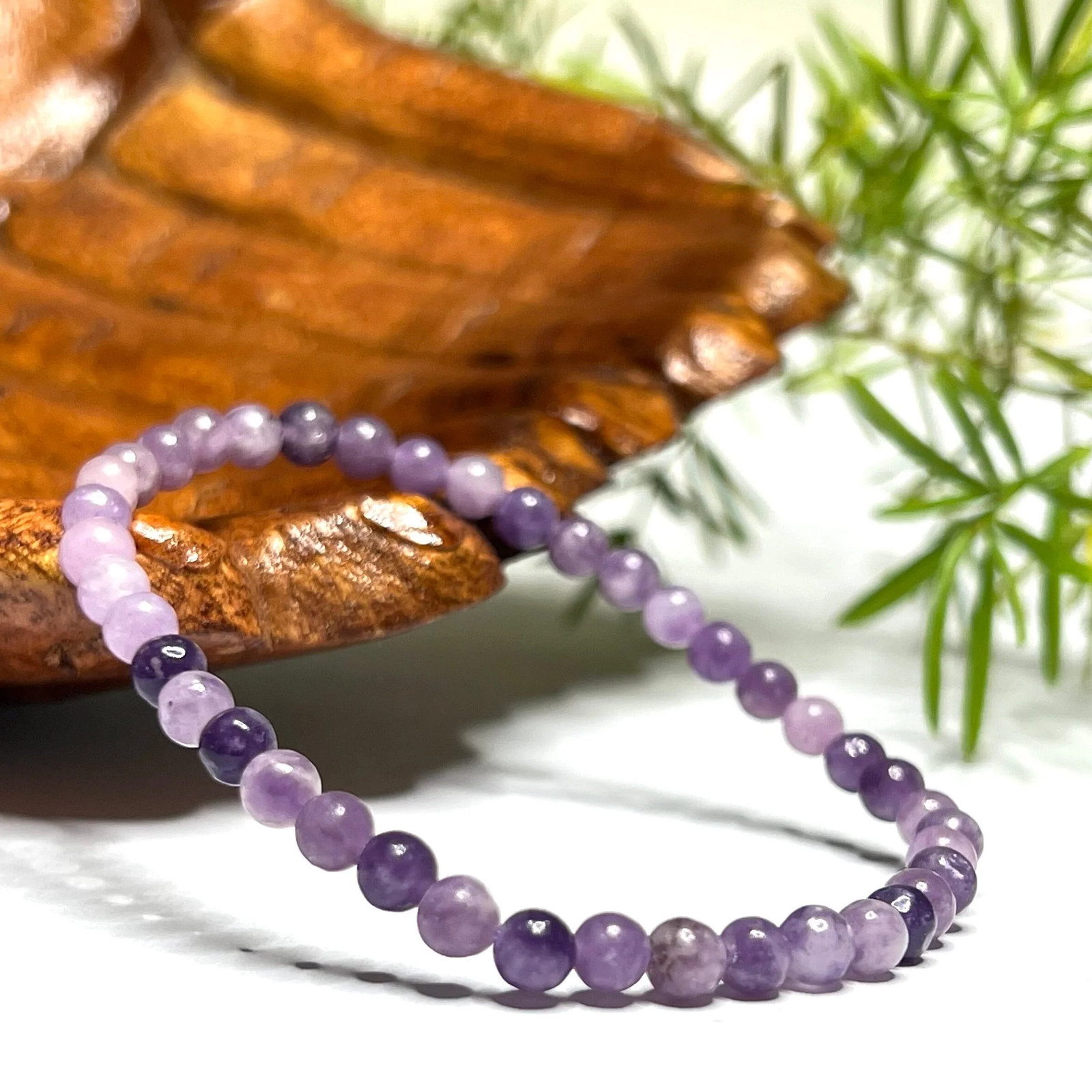 Lepidolite Crystal Bracelet: Handmade Gemstone Beaded Bracelet