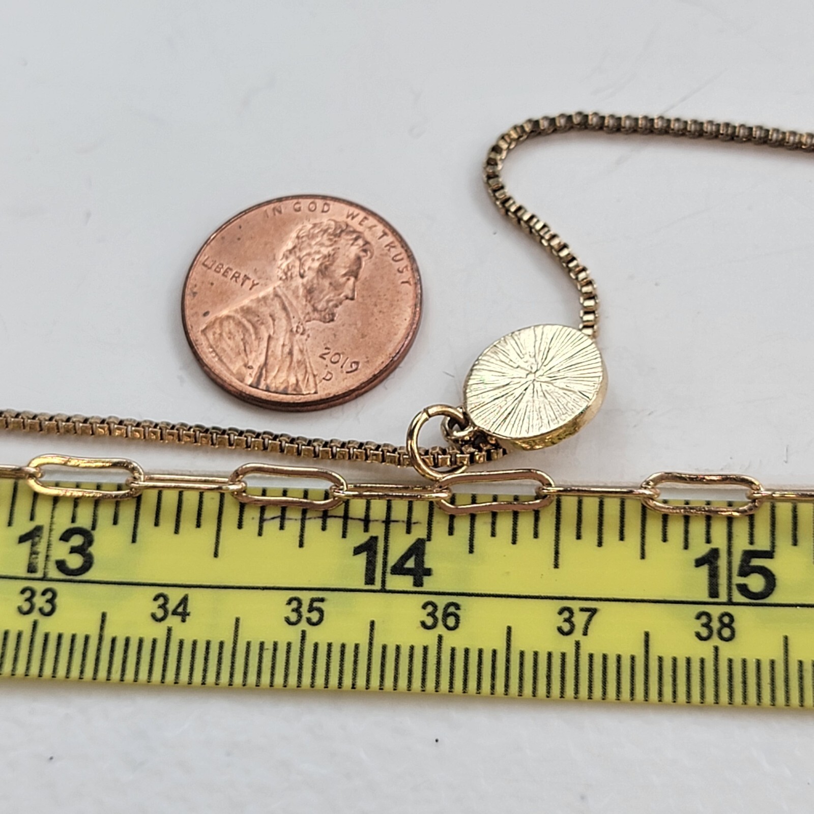 Rose Gold-Tone Double Chain Rhinestone Circle Pendant Necklace 20.5 in