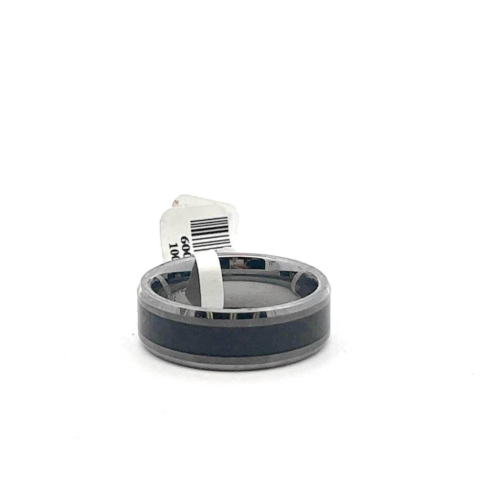 Triton 8mm Tungsten Carbide & Black Carbon Fiber Polished Beveled Edge Band Ring
