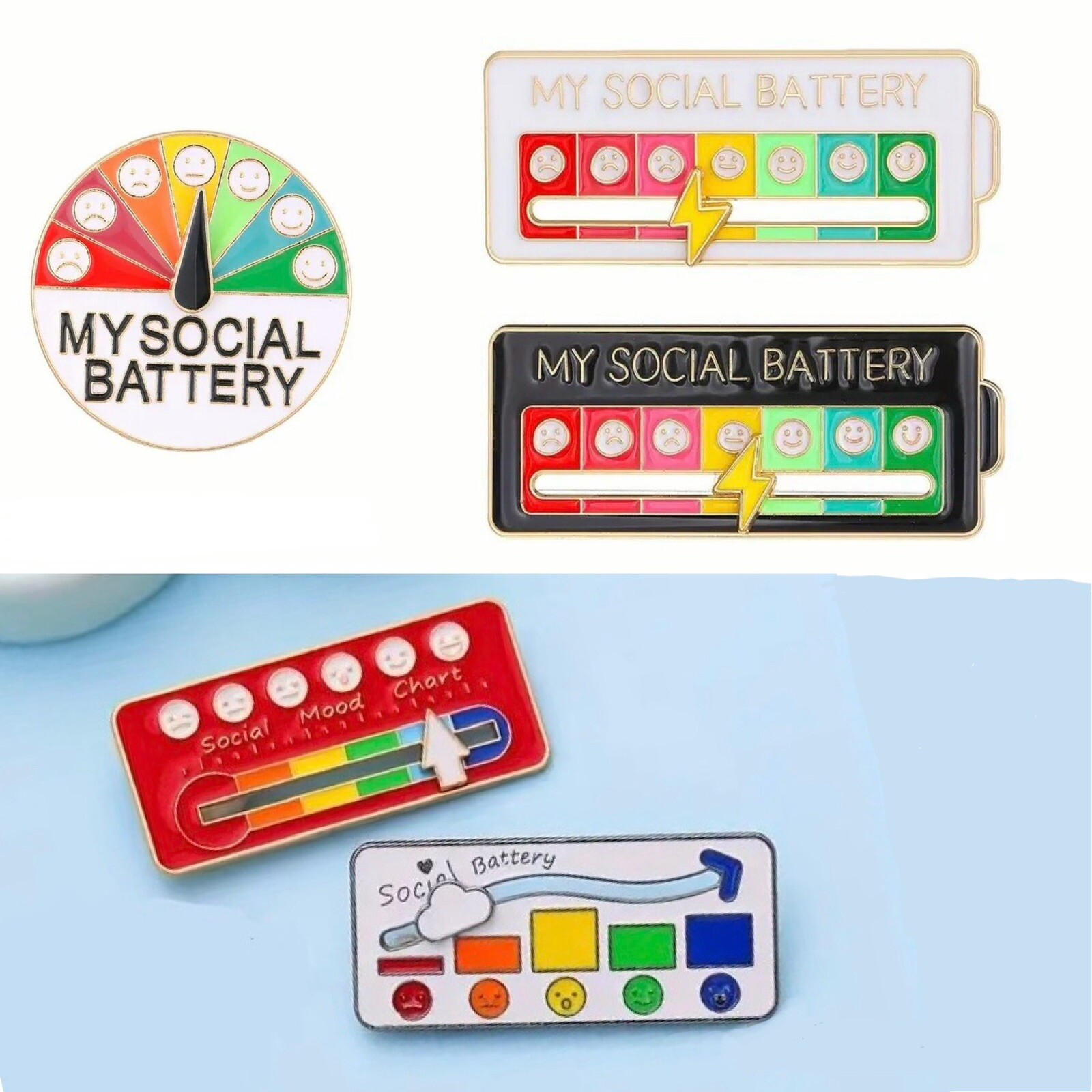 Social Battery Pin – Moving Parts! Chart Mood Tracker Functional Neurodivergent