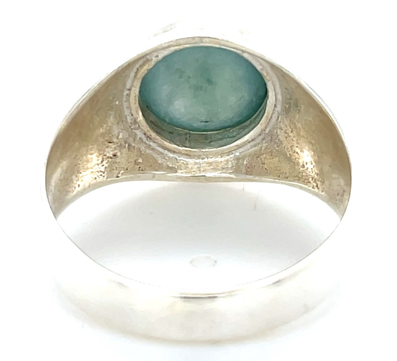 Type A Burmese Icy Water Green Jadeite Ring 32.7ct 925 Silver US13 Bold