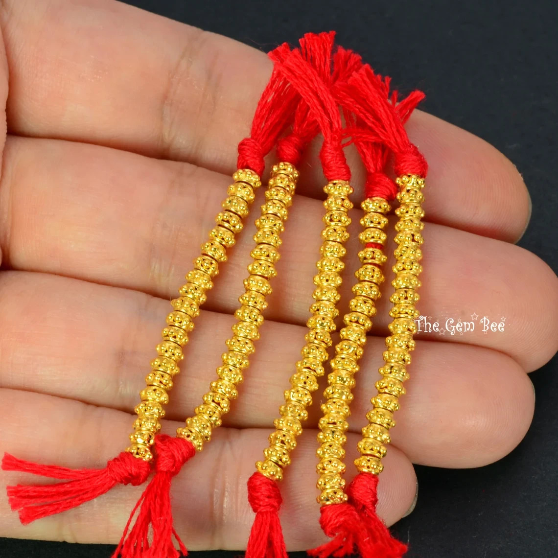 3.3mm 18k Solid Yellow Gold Fancy Bali Spacer Findings Beads (20)