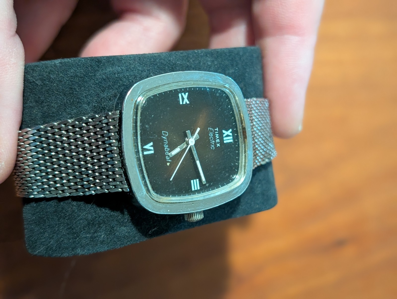Vintage Classic Timex Electric Dynabeat Watch Square Case Root Beer Dial
