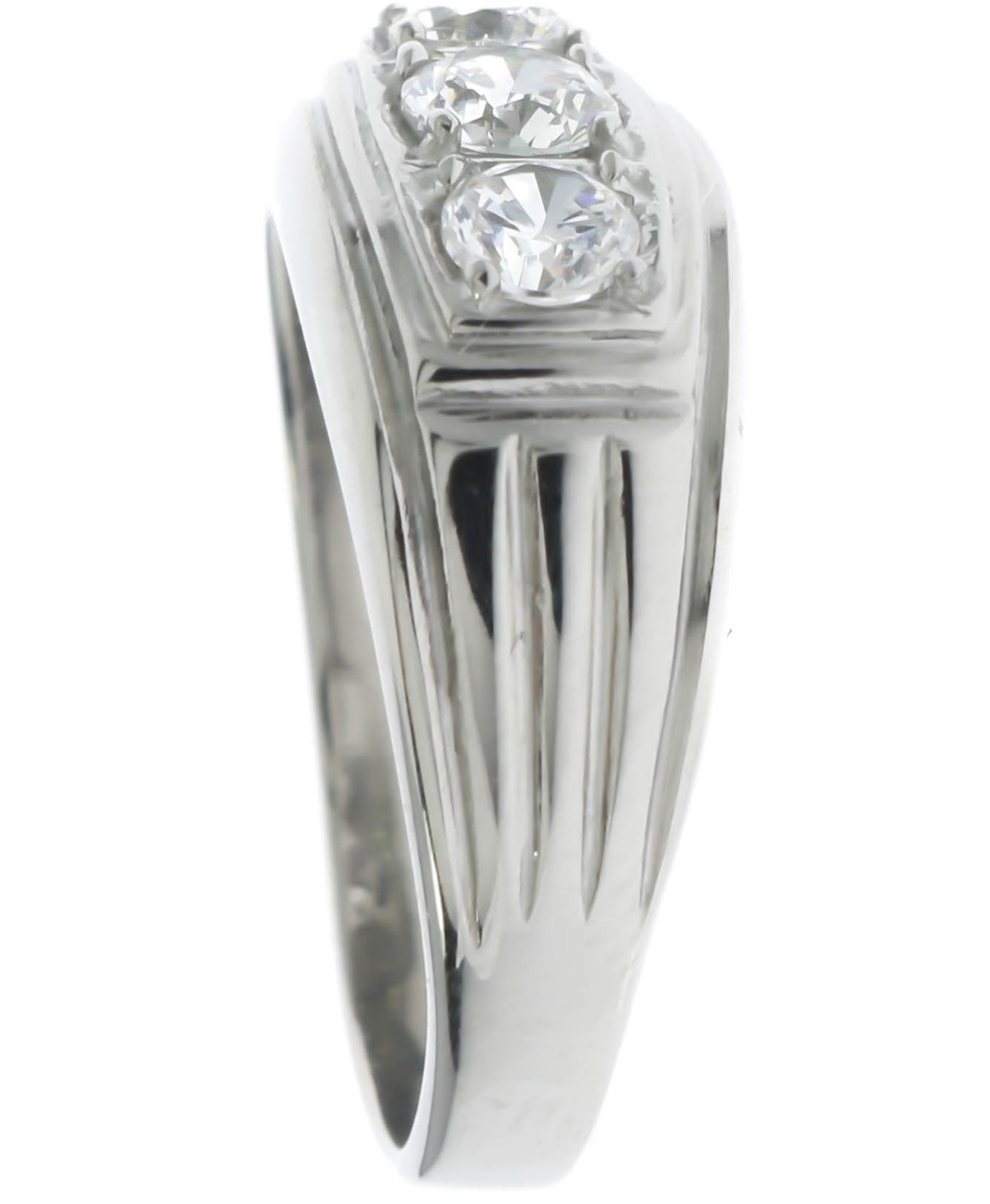Three Stone Clear CZ Classic Stainless Steel Men’s Ring Size 13 T57
