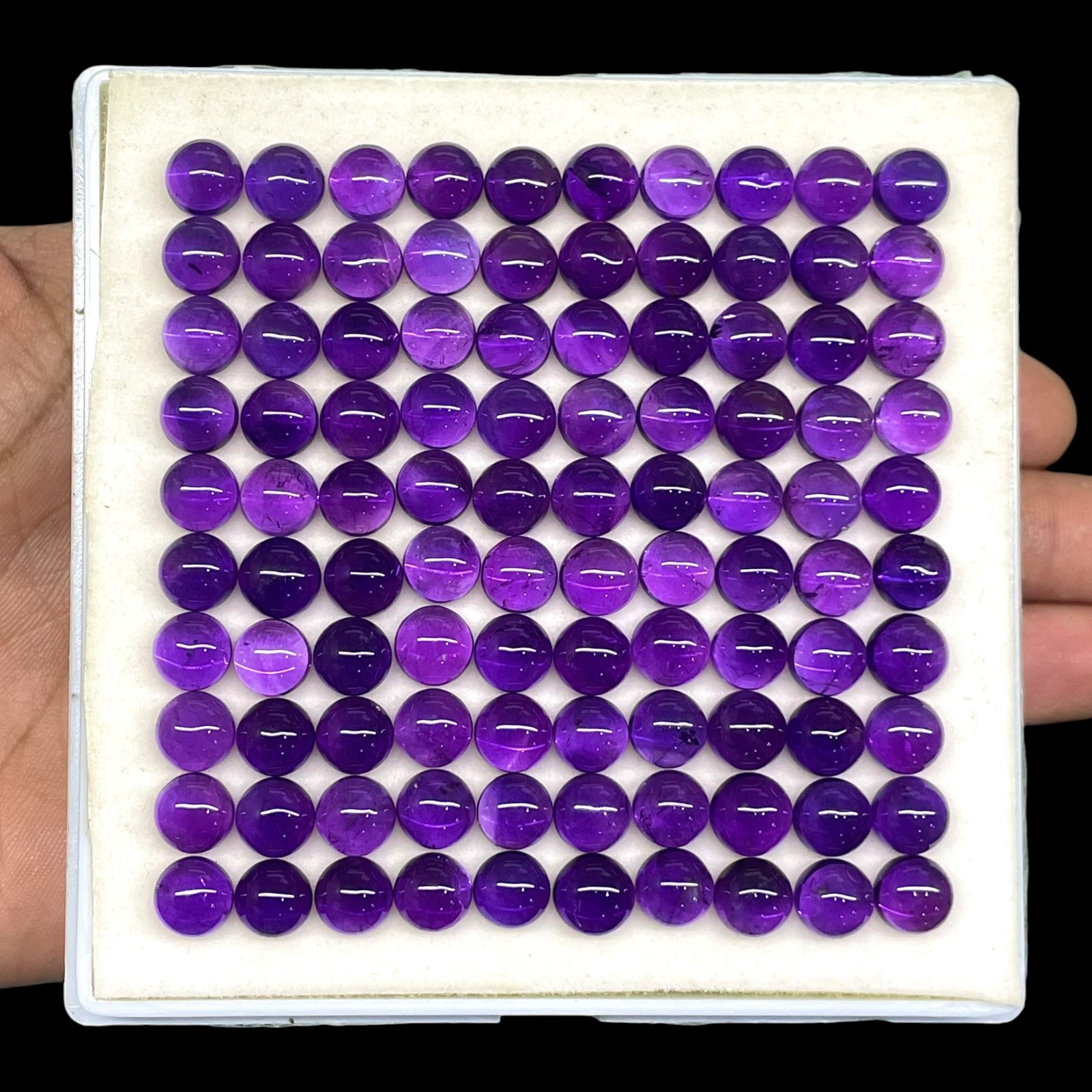 80 Pcs Natural Amethyst 7mm Round Cabochon Rich Purple Loose Gemstones Lot
