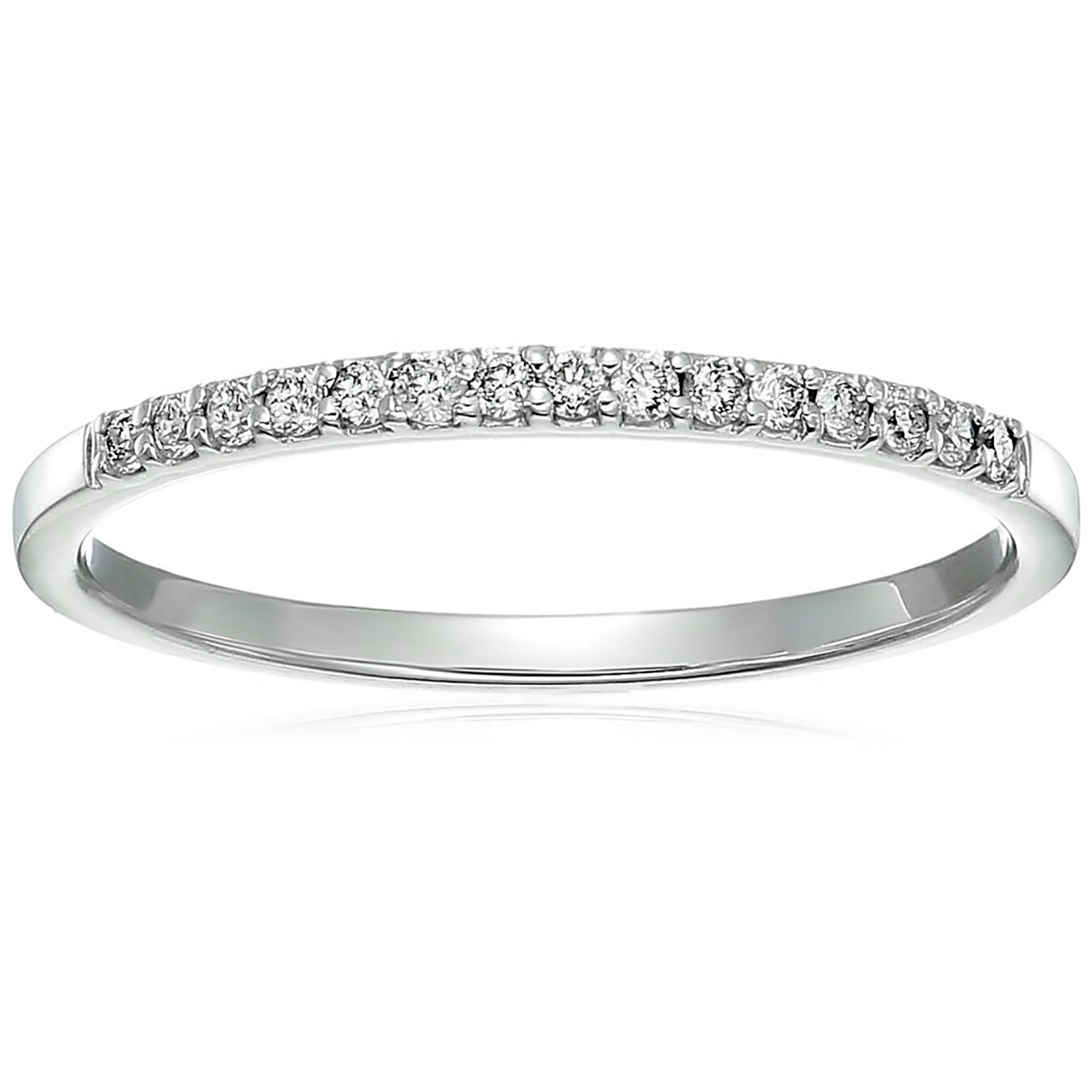 1/8 ct Diamond Wedding Anniversary Band Women 10K Gold Round Petite Prong