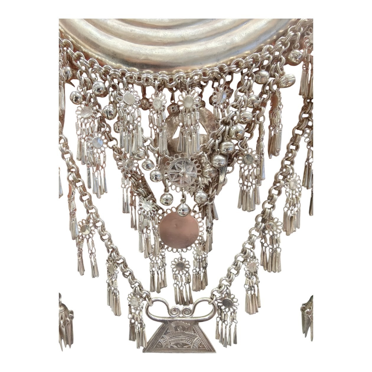 Hmong Xauv Sterling Silver Necklace Total Weight 866g w/ Matching Piece