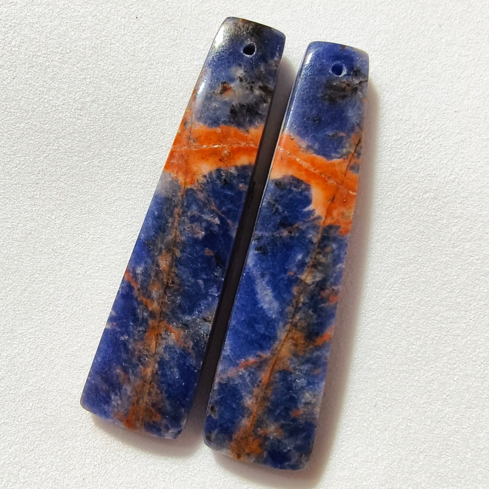 37 Cts Natural Sodalite Drilled Match Pair Cabochon Gemstone 42.6 X 10.9 MM
